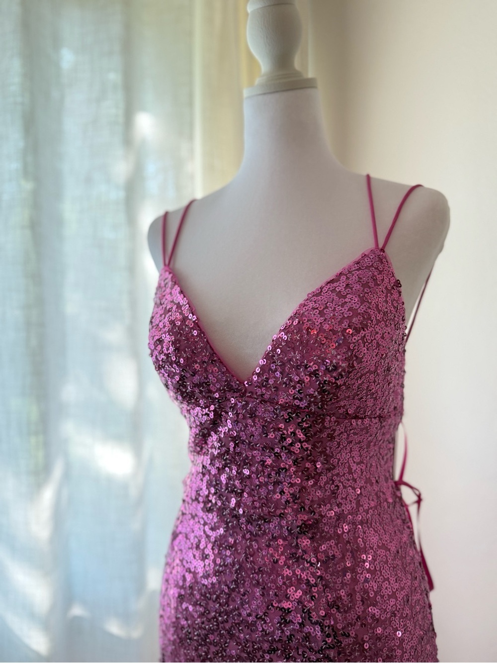 Stella Couture 23129 Fuchsia Sequin Open-Back Formal Prom Dress